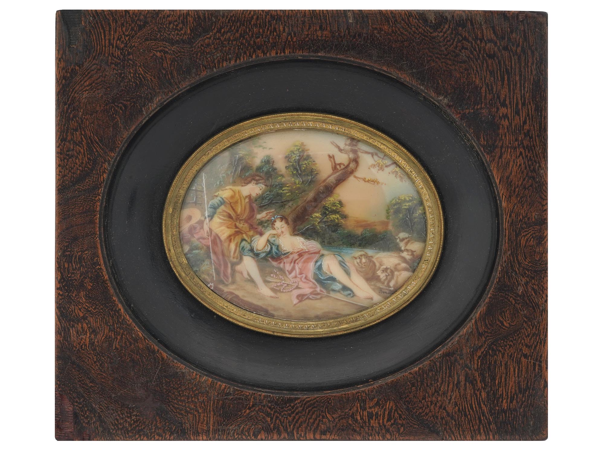 AFTER BOUCHER ROCOCO MINIATURE ENAMEL PAINTING PIC-0